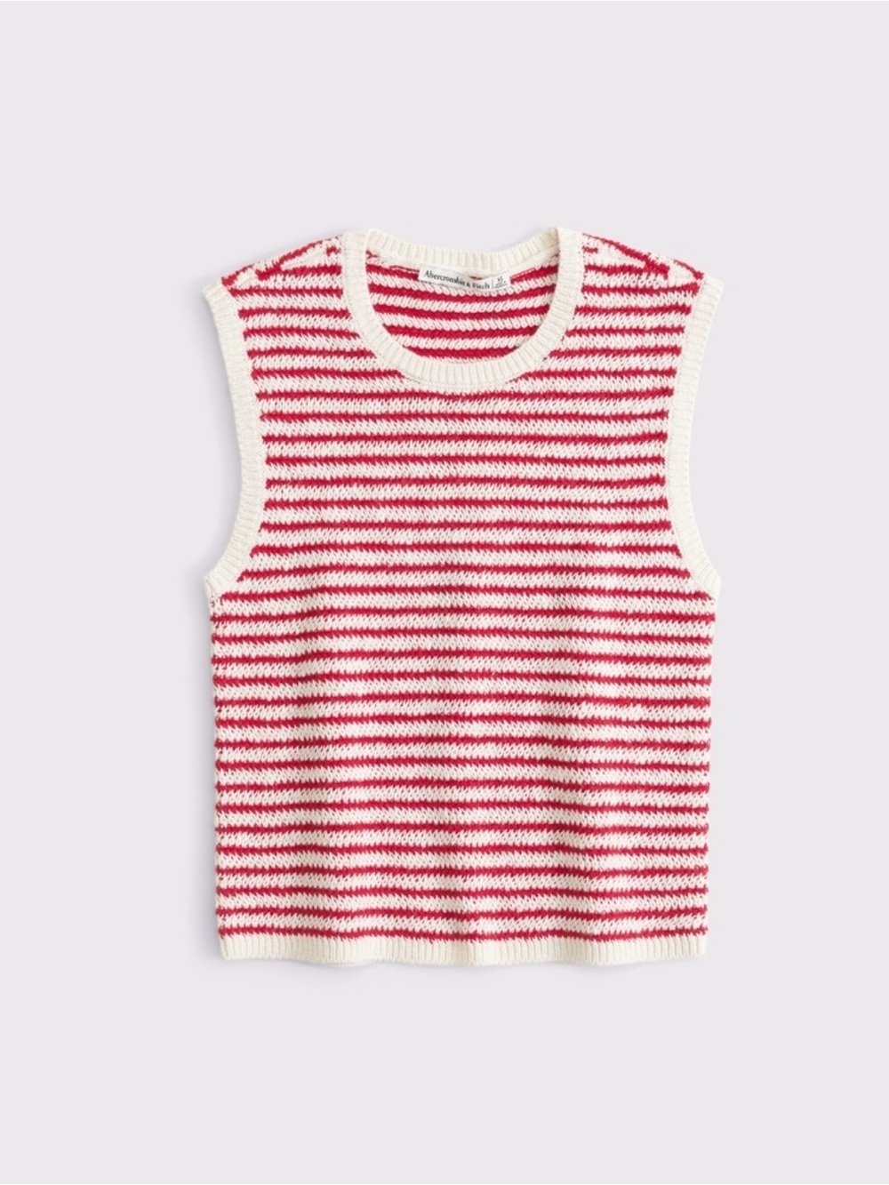 Abercrombie & Fitch Red and Cream Striped Knit Tank